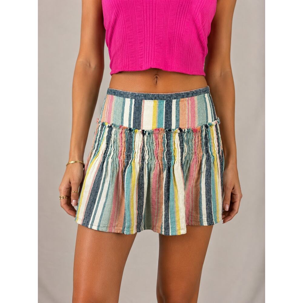 Ban.Jara Boho Striped Mini Skirt Festival Coastal Size Small